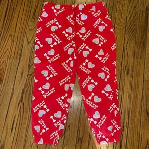 Dolly Parton "I Love Dolly" Sweatpants Joggers Sz XXL Red with Hearts & Bows 25"